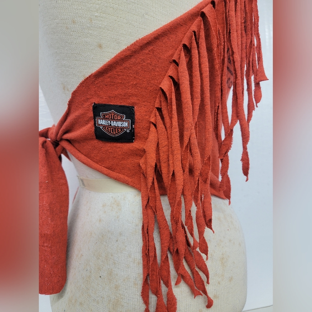 Harley Davidson Fringe Halter Top Upcycled - Picture 4 of 6